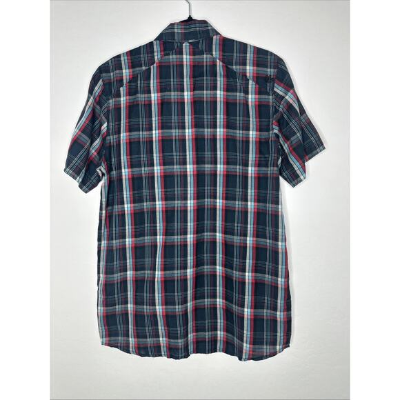 Element Skateboard Button Down Short Sleeve Men Medium Plaid Blue Lightweight - Picture 7 of 9